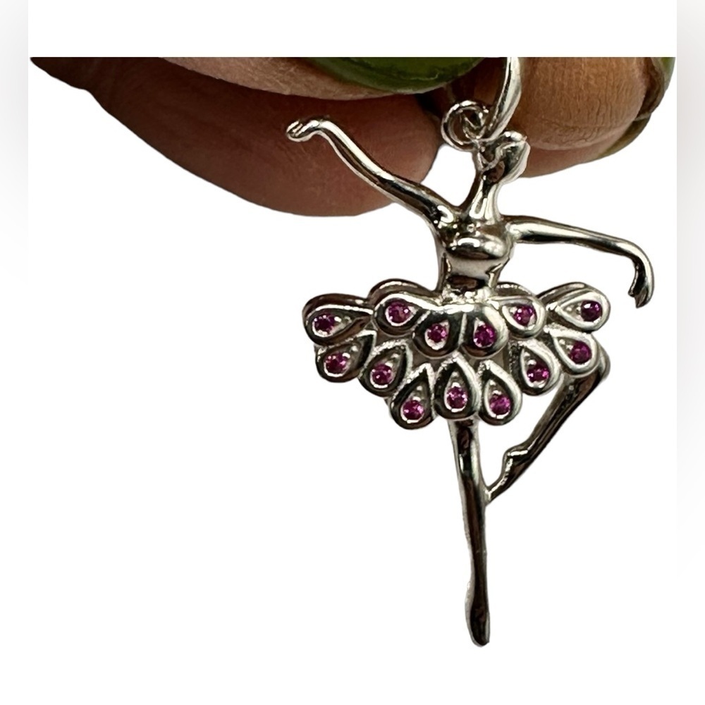 Sterling Silver Ballerina Ruby CZ Pendant 925 Sterling Silver BEAUTIFUL NEW! - Picture 5 of 14